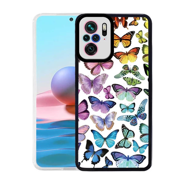 zore Xiaomi Redmi Note 10S Kılıf Zore M-Fit Desenli Kapak-Butterfly No3