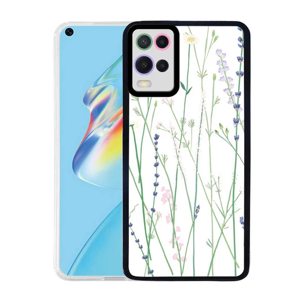 zore Oppo A54 4G Kılıf Zore M-Fit Desenli Kapak-Flower No4