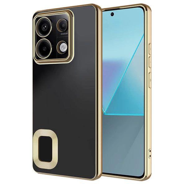 zore Xiaomi Redmi Note 13 Pro 5G Kılıf Kamera Korumalı Logo Gösteren Zore Omega Kapak-Gold