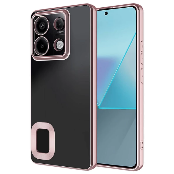 zore Xiaomi Redmi Note 13 Pro 5G Kılıf Kamera Korumalı Logo Gösteren Zore Omega Kapak-Rose Gold