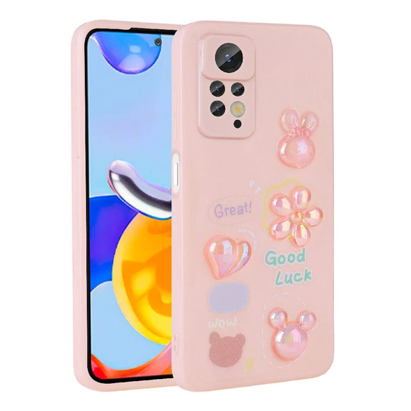 zore Xiaomi Redmi Note 12 Pro 4G Kılıf Kabartma Figürlü Parlak Zore Toys Silikon Kapak-Pembe