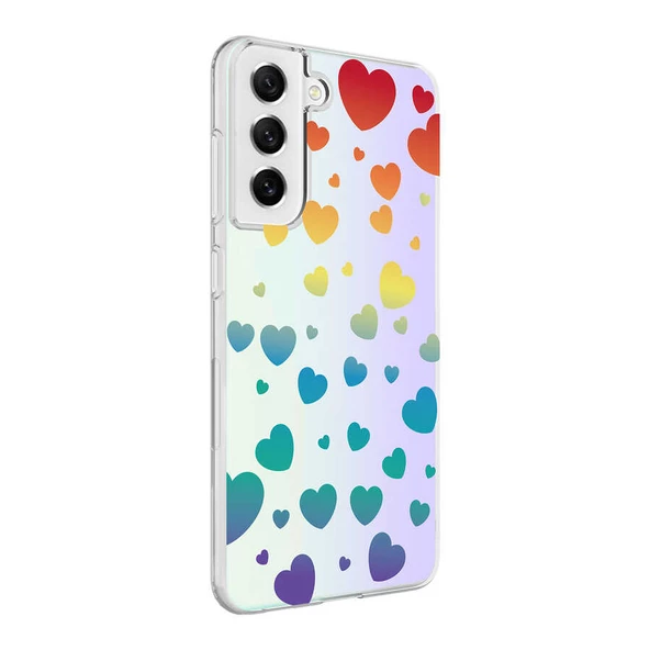 zore Galaxy S21 FE Kılıf Zore M-Blue Desenli Kapak-Heart No3