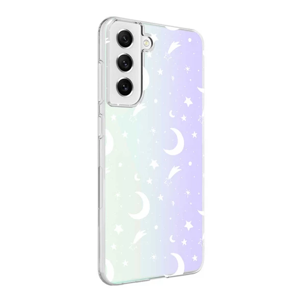 zore Galaxy S21 FE Kılıf Zore M-Blue Desenli Kapak-Moon No4