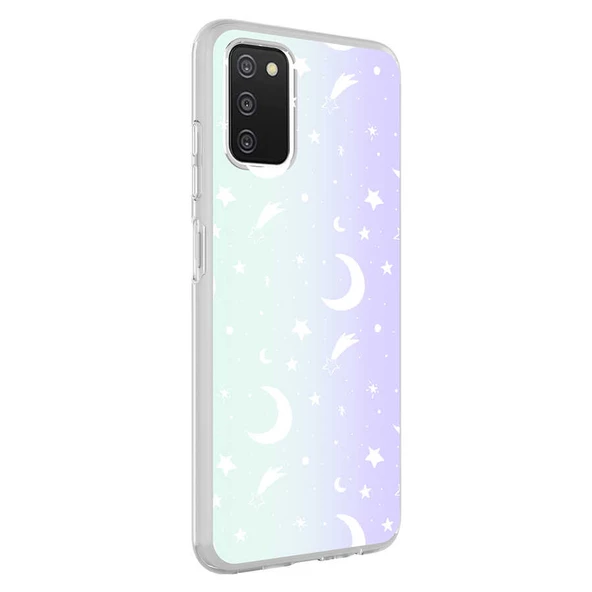 zore Galaxy A03S Kılıf Zore M-Blue Desenli Kapak-Moon No4