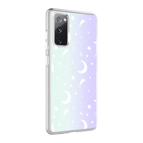 zore Galaxy S20 FE Kılıf Zore M-Blue Desenli Kapak-Moon No4