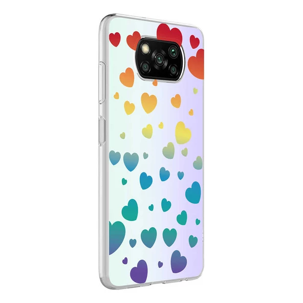 zore Xiaomi Poco X3 Kılıf Zore M-Blue Desenli Kapak-Heart No3