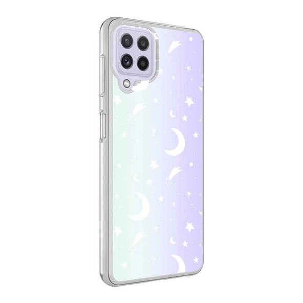 zore Galaxy M32 Kılıf Zore M-Blue Desenli Kapak-Moon No4