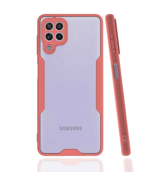 zore Galaxy M22 Kılıf Zore Parfe Kapak-Pembe