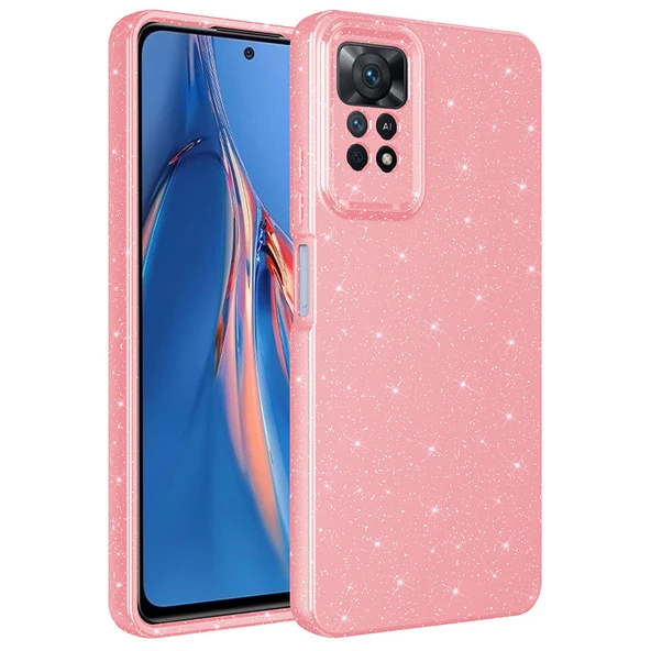 zore Xiaomi Redmi Note 12 Pro 4G Kılıf Kamera Korumalı Simli Lüks Zore Koton Kapak-Pembe