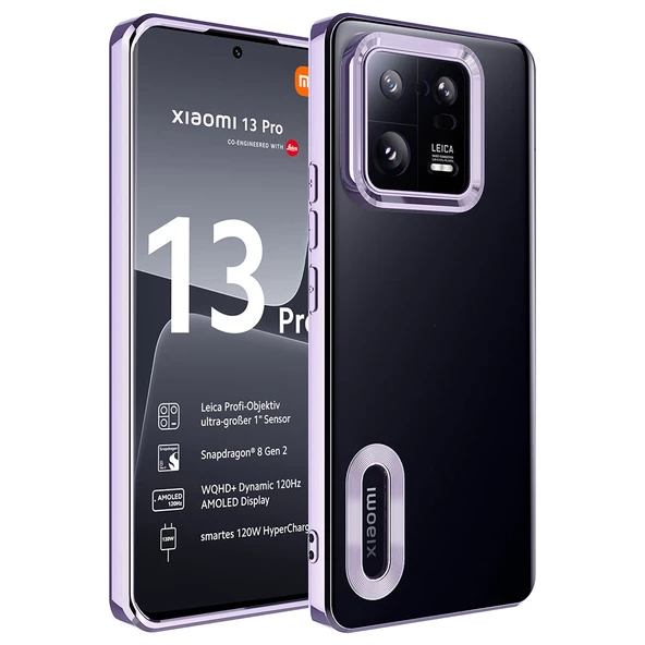 zore Xiaomi Mi 13 Pro Kılıf Kamera Korumalı Logo Gösteren Zore Omega Kapak-Lila