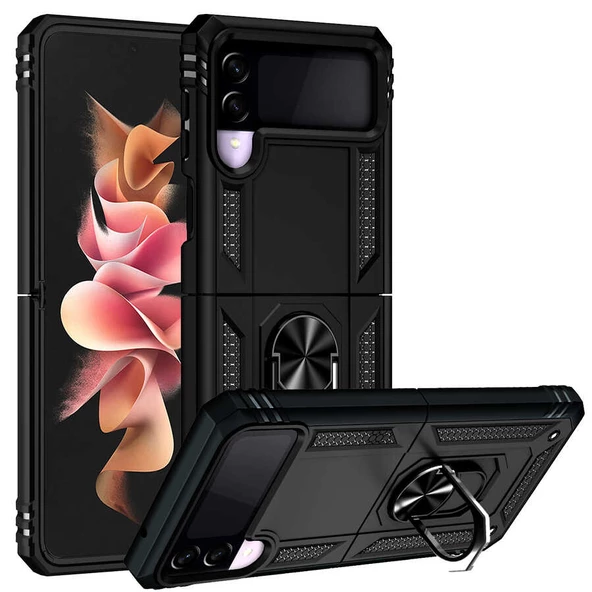 zore Galaxy Z Flip 3 Kılıf Zore Vega Kapak-Siyah