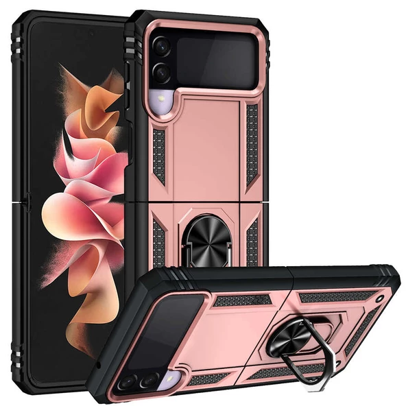 zore Galaxy Z Flip 3 Kılıf Zore Vega Kapak-Rose Gold