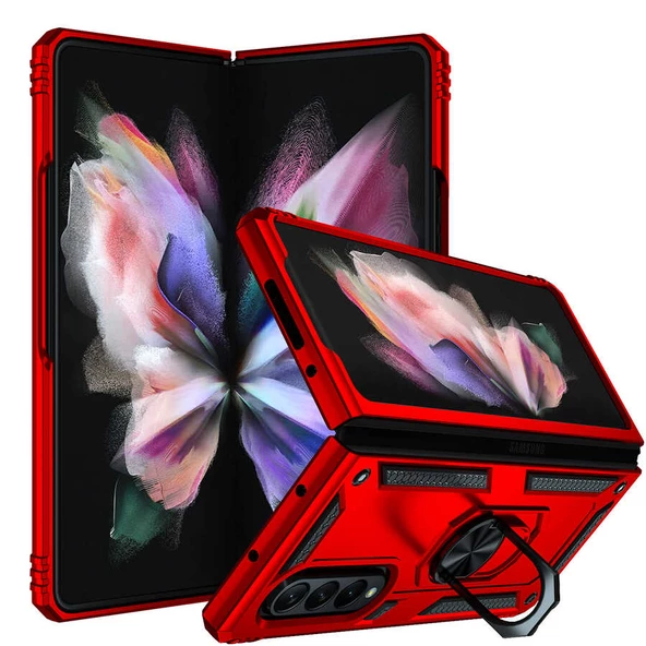 zore Galaxy Z Fold 3 Kılıf Zore Vega Kapak-Kırmızı