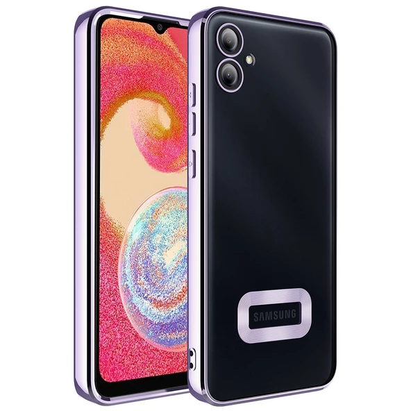 zore Galaxy A04E Kılıf Kamera Korumalı Logo Gösteren Zore Omega Kapak-Lila