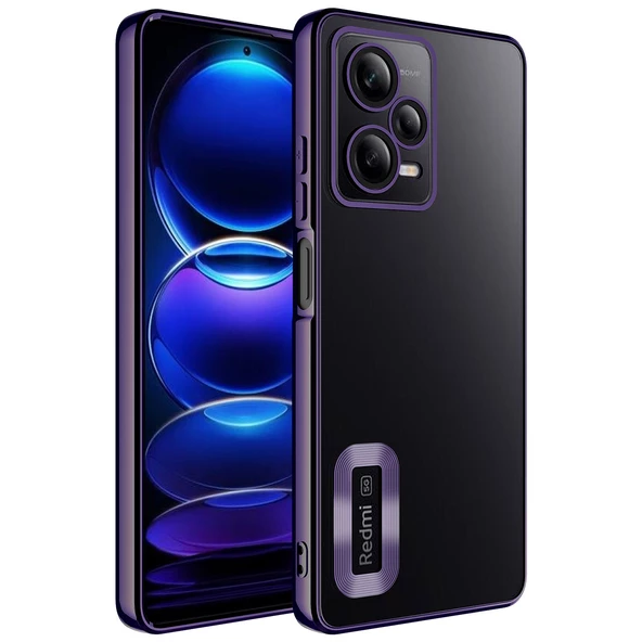 zore Xiaomi Redmi Note 12 Pro 5G Kılıf Kamera Korumalı Logo Gösteren Zore Omega Kapak-Derin Mor