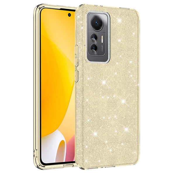 zore Xiaomi Xiaomi 12 Lite Kılıf Zore Shining Silikon-Gold