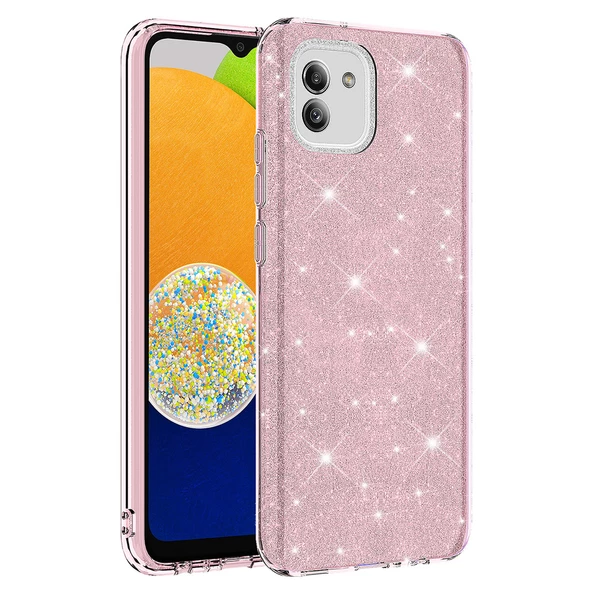 zore Galaxy A03 Kılıf Zore Shining Silikon-Pembe