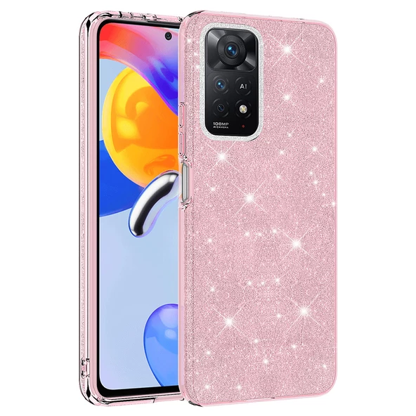 zore Xiaomi Redmi Note 11 Pro 5G Kılıf Zore Shining Silikon-Pembe