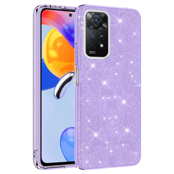 zore Xiaomi Redmi Note 11 Pro 5G Kılıf Zore Shining Silikon-Mor