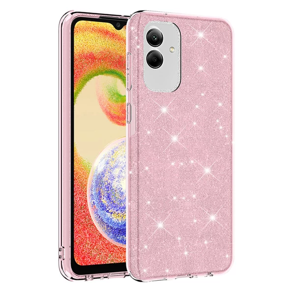 zore Galaxy A04 Kılıf Zore Shining Silikon-Pembe