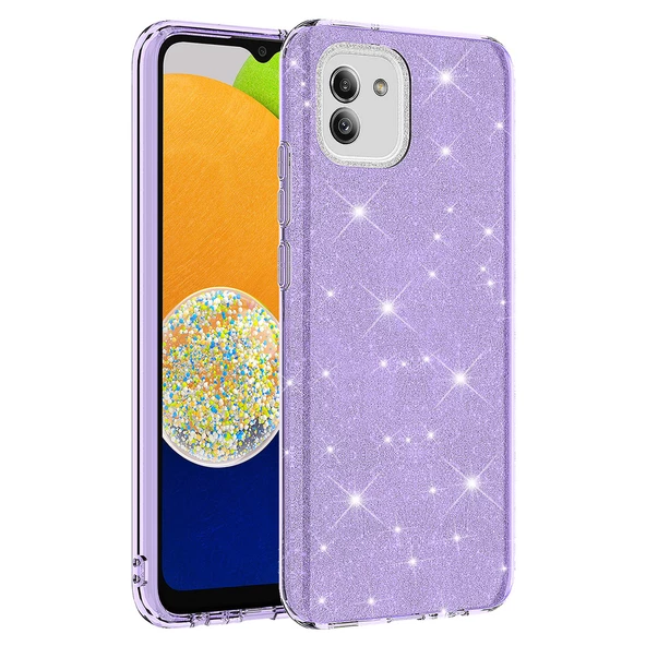 zore Galaxy A03 Kılıf Zore Shining Silikon-Mor