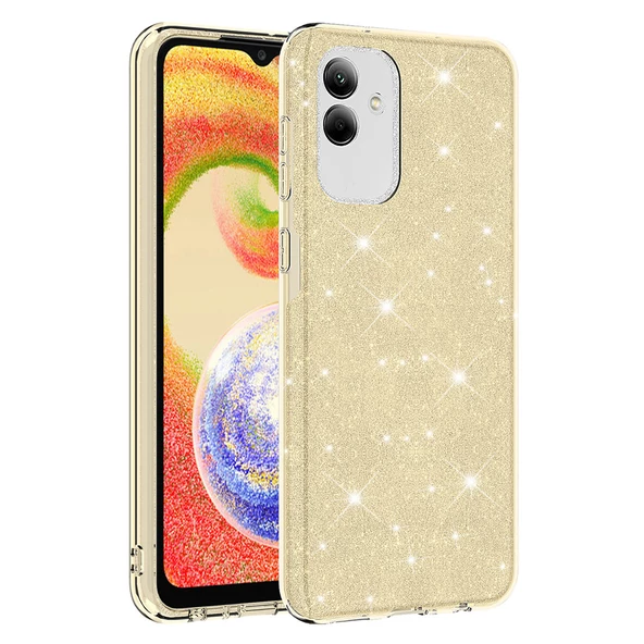 zore Galaxy A04 Kılıf Zore Shining Silikon-Gold