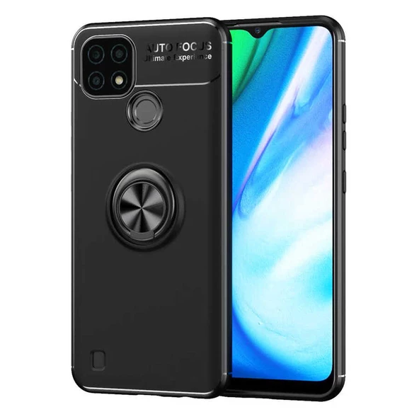 zore Realme C25 Kılıf Zore Ravel Silikon Kapak-Siyah