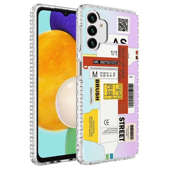 zore Galaxy A04S Kılıf Airbag Kenarlı Renkli Desenli Silikon Zore Elegans Kapak-NO2