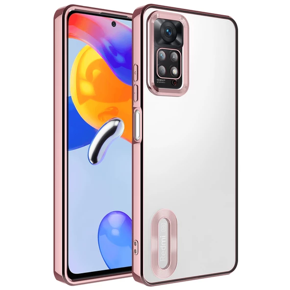 zore Xiaomi Redmi Note 11 Pro 5G Kılıf Kamera Korumalı Logo Gösteren Zore Omega Kapak-Rose Gold