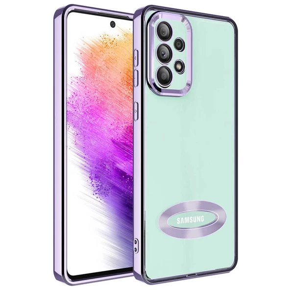 zore Galaxy A73 Kılıf Kamera Korumalı Logo Gösteren Zore Omega Kapak-Lila