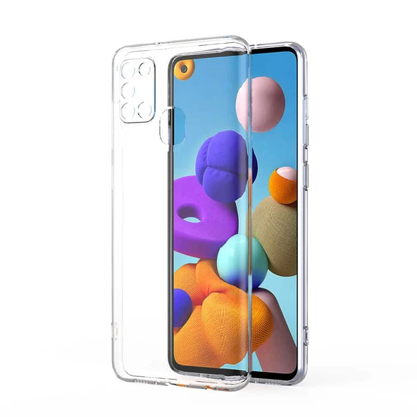 zore Galaxy A21S Kılıf Zore Kamera Korumalı Süper Silikon Kapak-Renksiz