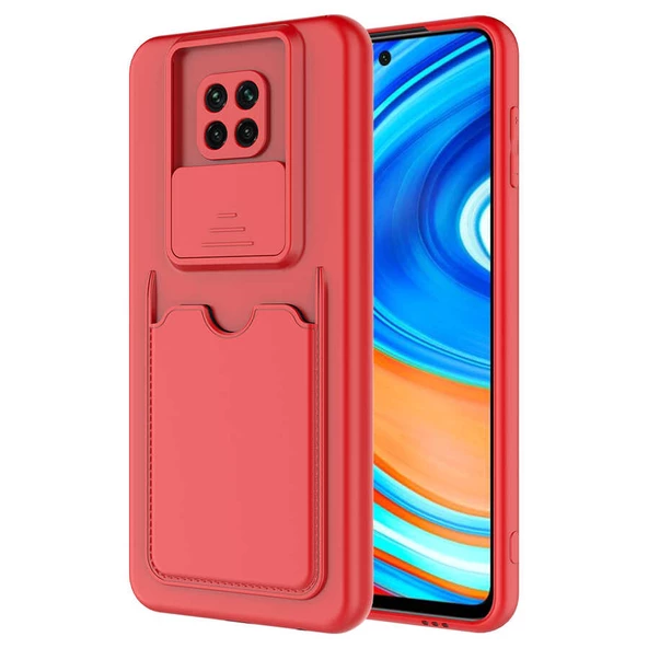 zore Xiaomi Redmi Note 9 Pro Kılıf ​Zore Kartix Kapak-Kırmızı