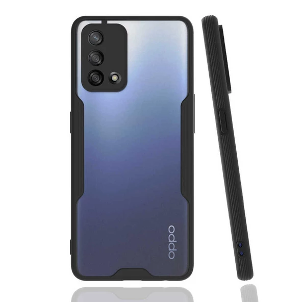 zore Oppo A74 4G Kılıf Zore Parfe Kapak-Siyah