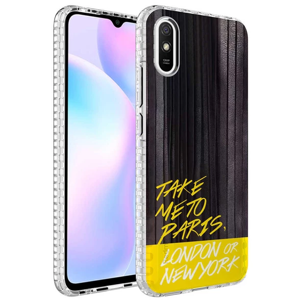 zore Xiaomi Redmi 9A Kılıf Airbag Kenarlı Renkli Desenli Silikon Zore Elegans Kapak-NO3