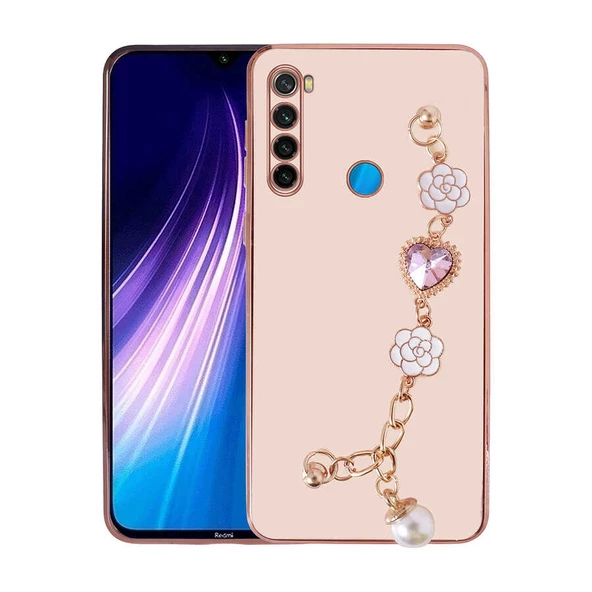 zore Xiaomi Redmi Note 8 Kılıf El Tutamaçlı Kamera Korumalı Zore Taka Silikon Kapak-Pembe