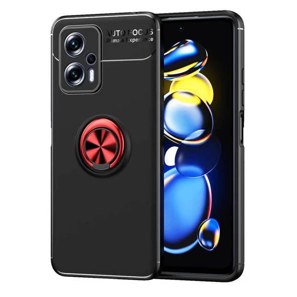 zore Xiaomi Poco X4 GT Kılıf Zore Ravel Silikon Kapak-Siyah-Kırmızı