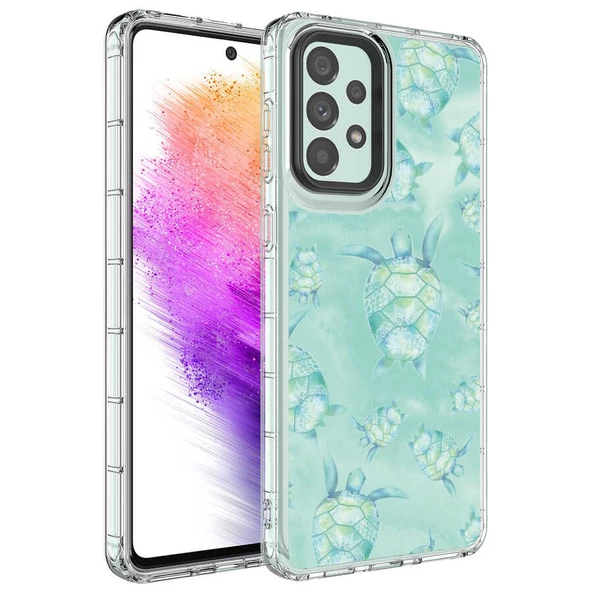 zore Galaxy A73 Kılıf Kamera Korumalı Renkli Desenli Sert Silikon Zore Korn Kapak-NO13