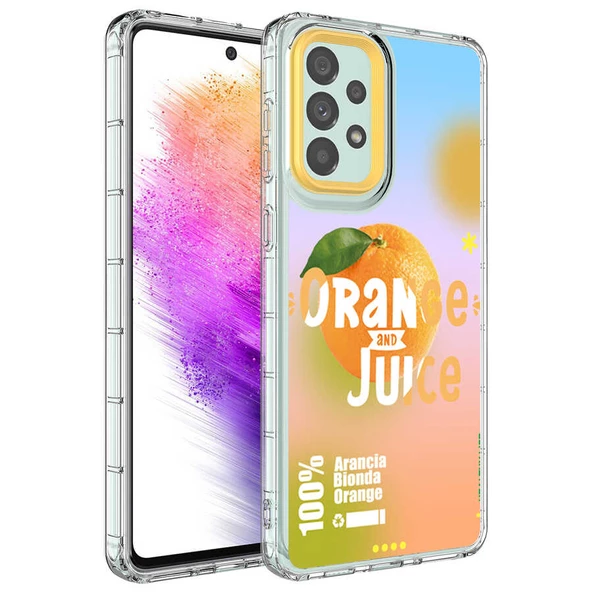 zore Galaxy A73 Kılıf Kamera Korumalı Renkli Desenli Sert Silikon Zore Korn Kapak-NO3