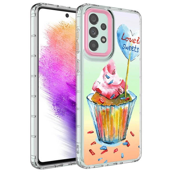 zore Galaxy A33 5G Kılıf Kamera Korumalı Renkli Desenli Sert Silikon Zore Korn Kapak-NO15