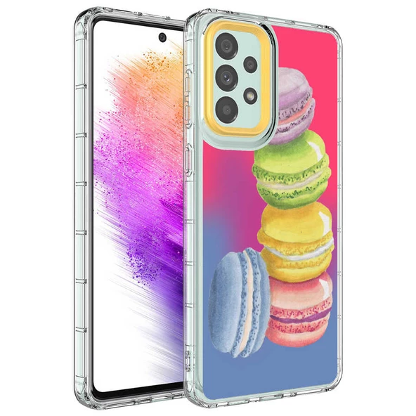 zore Galaxy A13 4G Kılıf Kamera Korumalı Renkli Desenli Sert Silikon Zore Korn Kapak-NO12