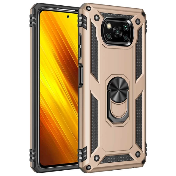 zore Xiaomi Poco X3 Kılıf Zore Vega Kapak-Gold