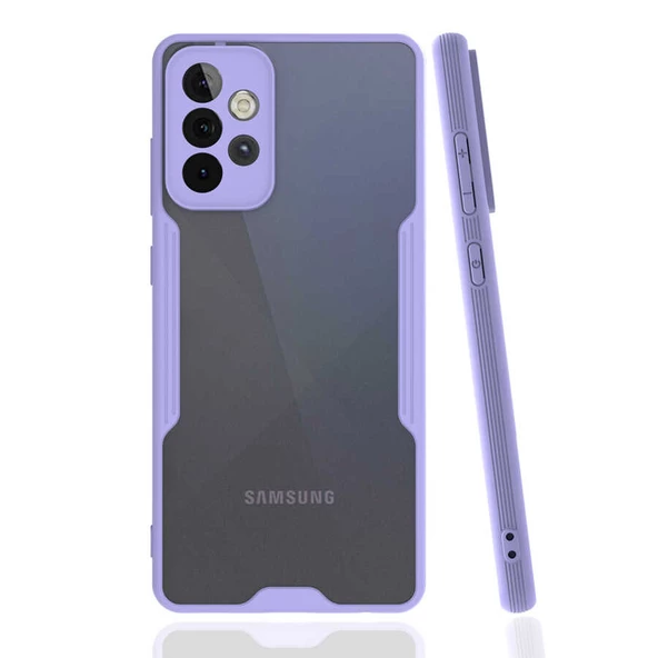 zore Galaxy A72 Kılıf Zore Parfe Kapak-Mor