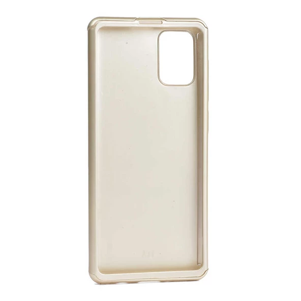 zore Galaxy A71 Kılıf Zore 360 3 Parçalı Rubber Kapak-Gold