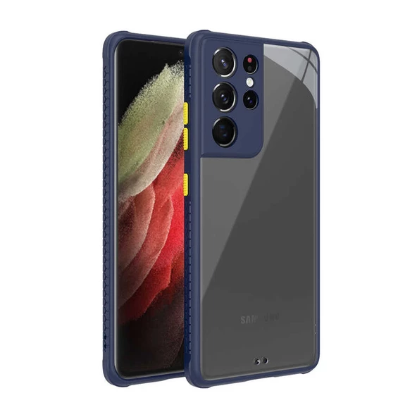 zore Galaxy S21 Ultra Kılıf ​​Zore Kaff Kapak-Lacivert