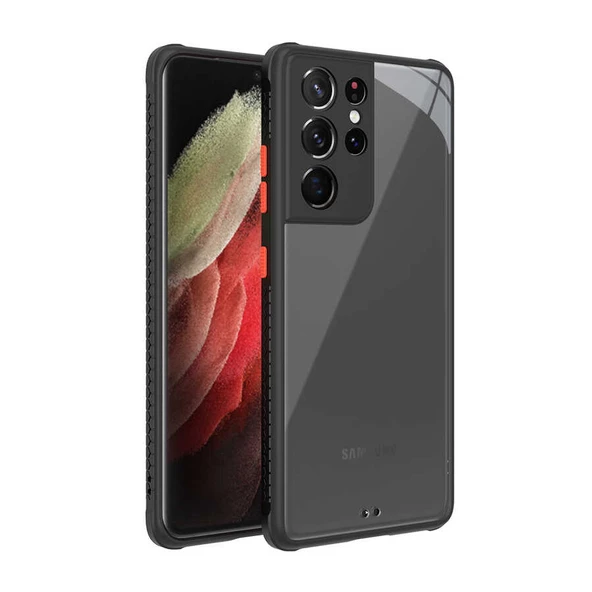 zore Galaxy S21 Ultra Kılıf ​​Zore Kaff Kapak-Siyah