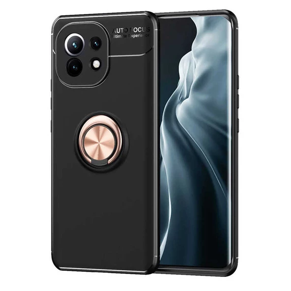 zore Xiaomi Mi 11 Kılıf Zore Ravel Silikon Kapak-Siyah-Rose Gold