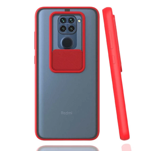 zore Xiaomi Redmi Note 9 Kılıf Zore Lensi Kapak-Kırmızı