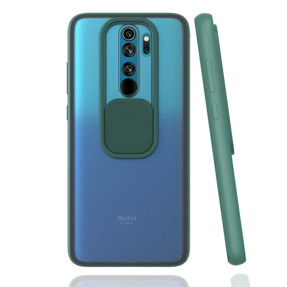 zore Xiaomi Redmi Note 8 Pro Kılıf Zore Lensi Kapak-Koyu Yeşil