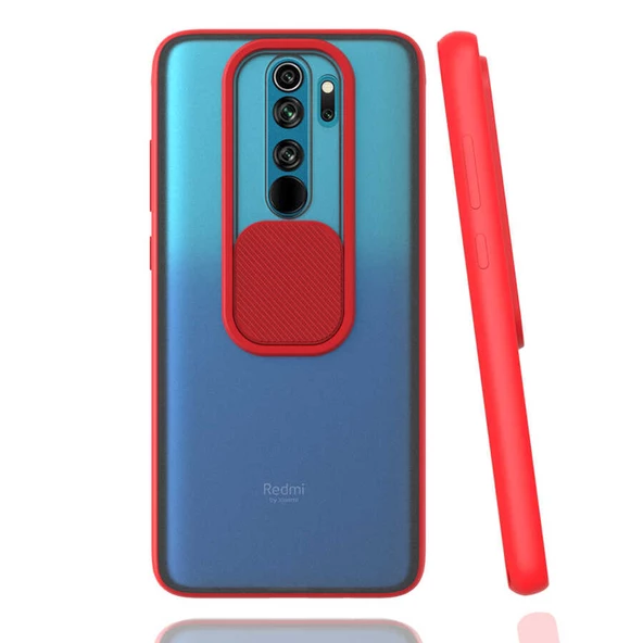 zore Xiaomi Redmi Note 8 Pro Kılıf Zore Lensi Kapak-Kırmızı