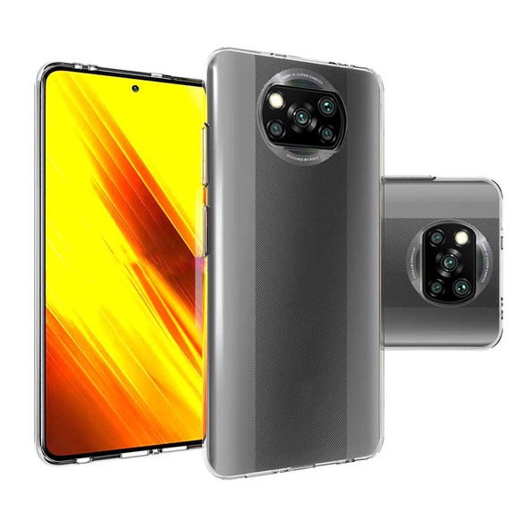 zore Xiaomi Poco X3 Kılıf Zore Süper Silikon Kapak-Renksiz